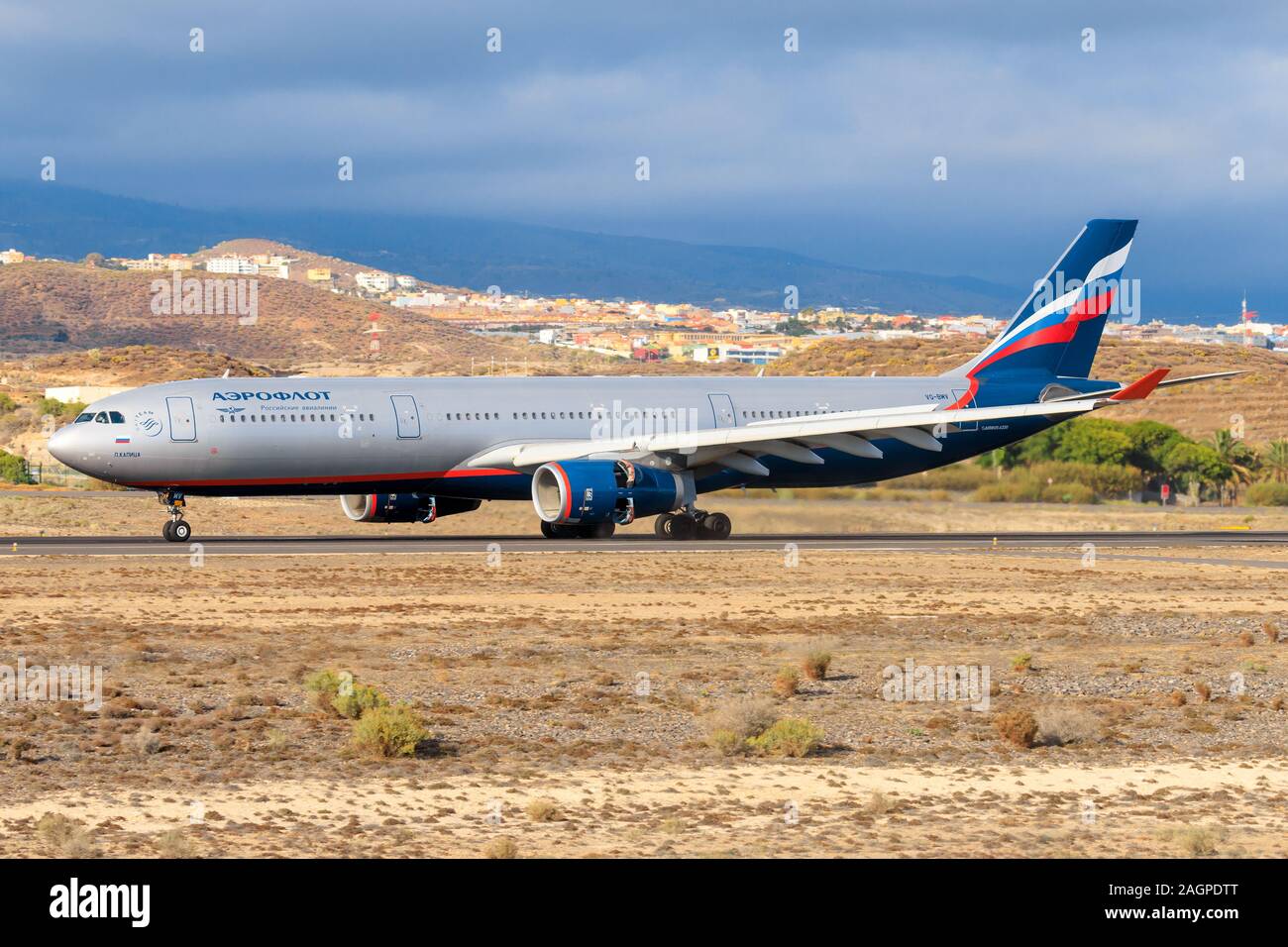 Tenerife, Spain – November 23, 2019: Aeroflot A330  at Tenerife South airport. Stock Photo