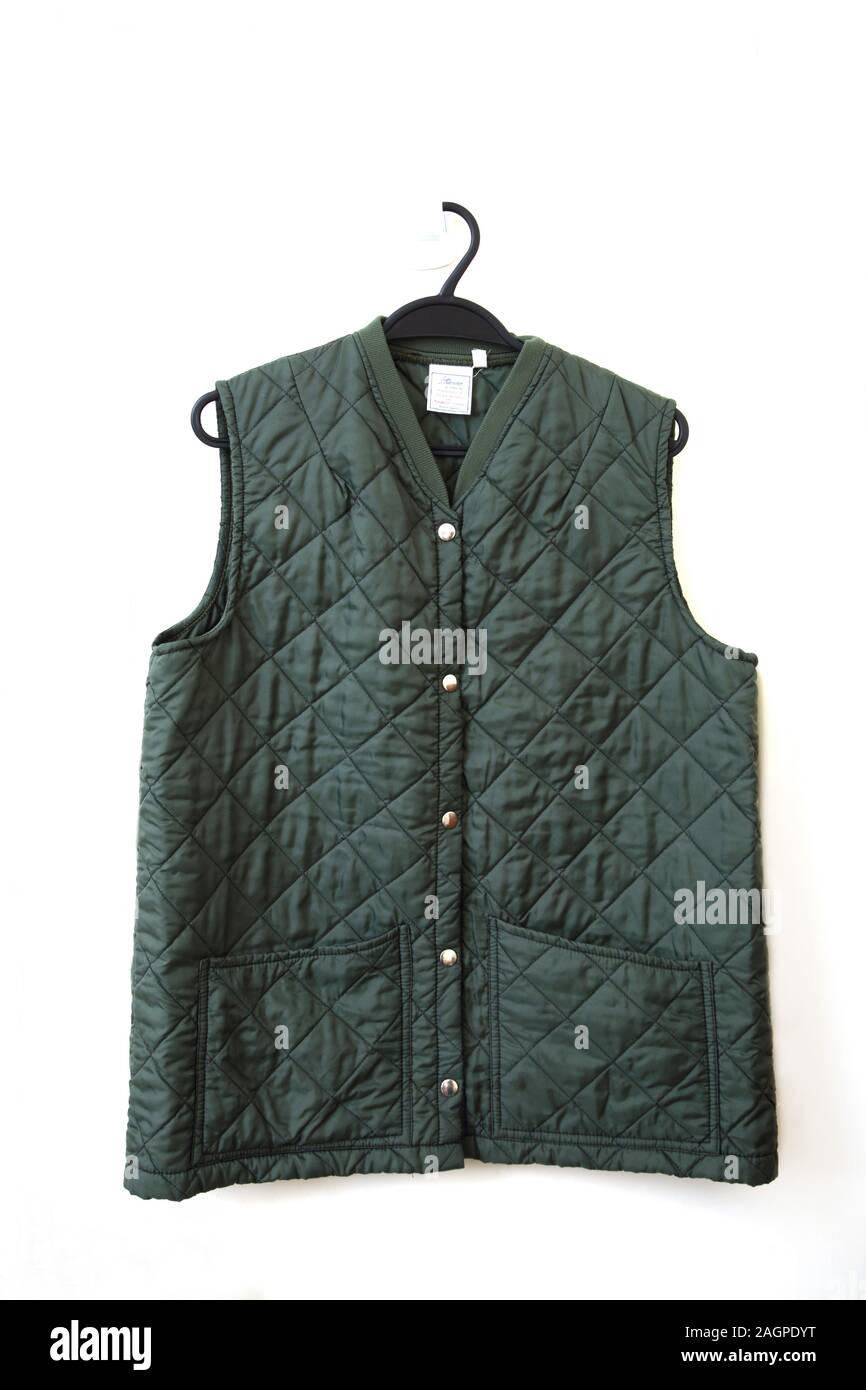 Green Quilted Body Warmer Stock Photo
