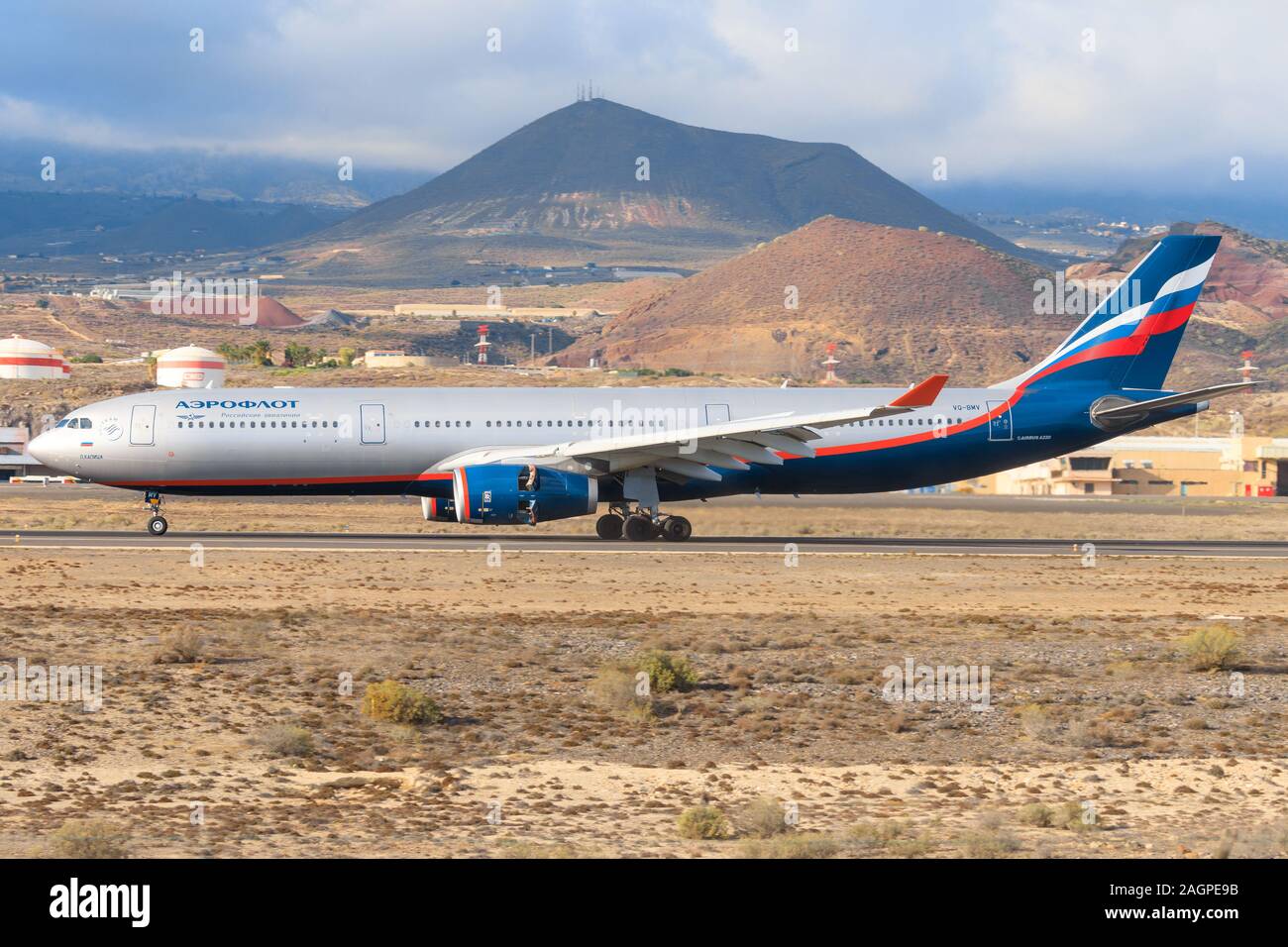Tenerife, Spain – November 23, 2019: Aeroflot A330  at Tenerife South airport. Stock Photo