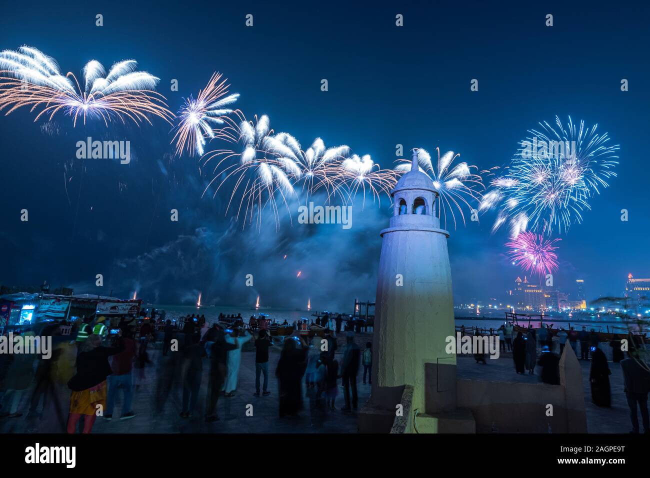 Qatar National Day Fireworks in Katara Cultural Village Stock Photo Alamy