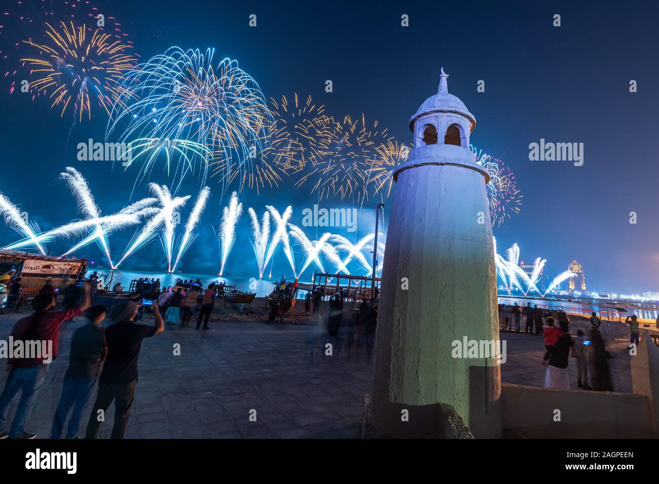 Qatar National Day Fireworks in Katara Cultural Village Stock Photo Alamy