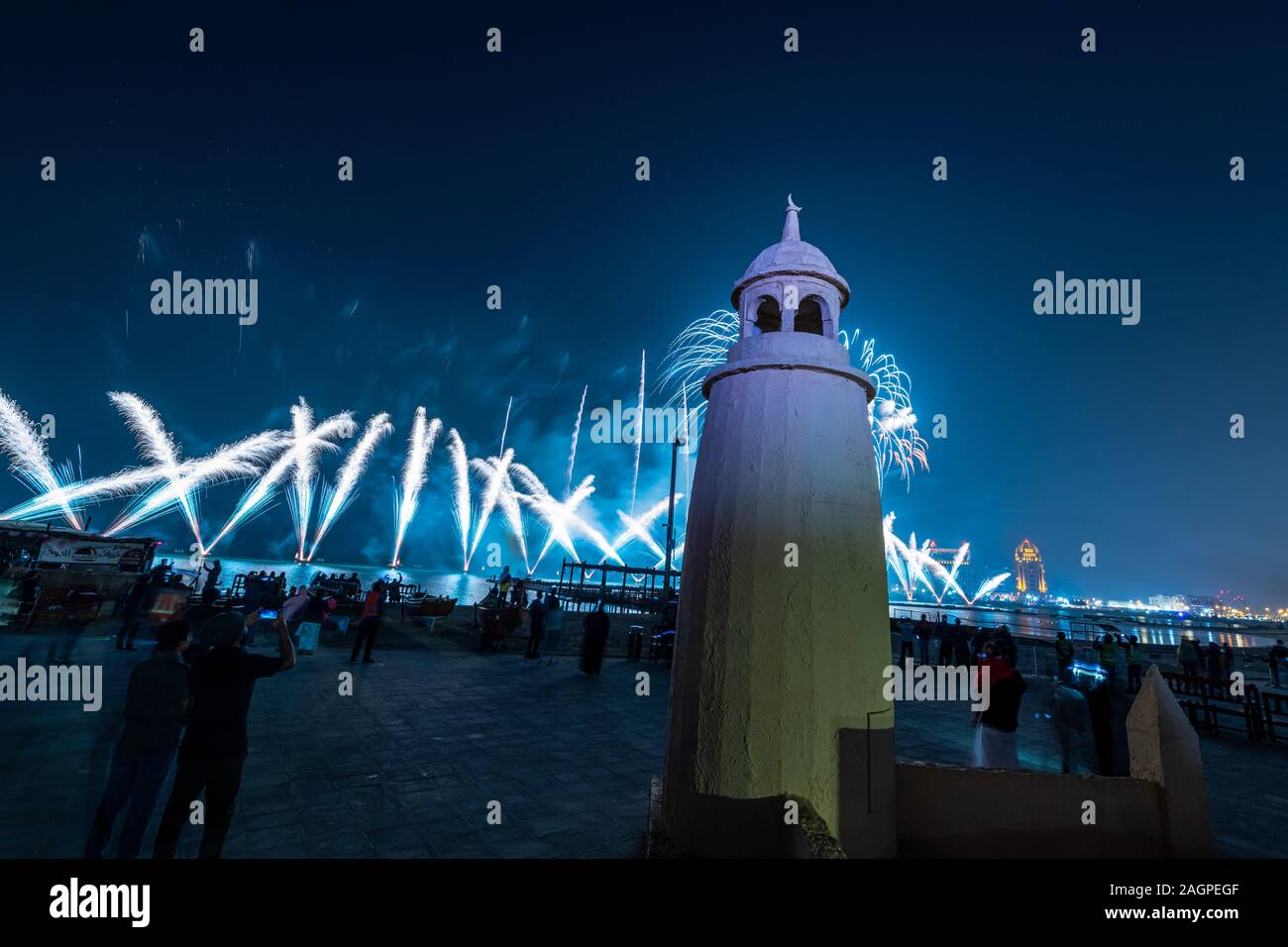 Qatar National Day Fireworks in Katara Cultural Village Stock Photo Alamy