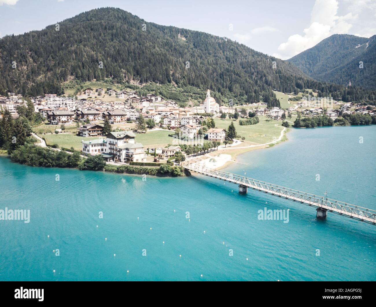 Aerial view of the village Auronzo di Cadore in South Tyrol, Italy Stock Photo