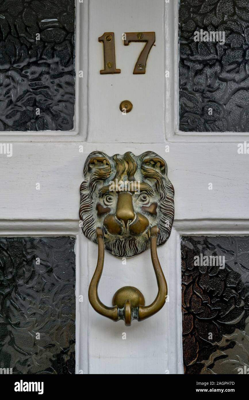 Lion head door knocker Stock Photo