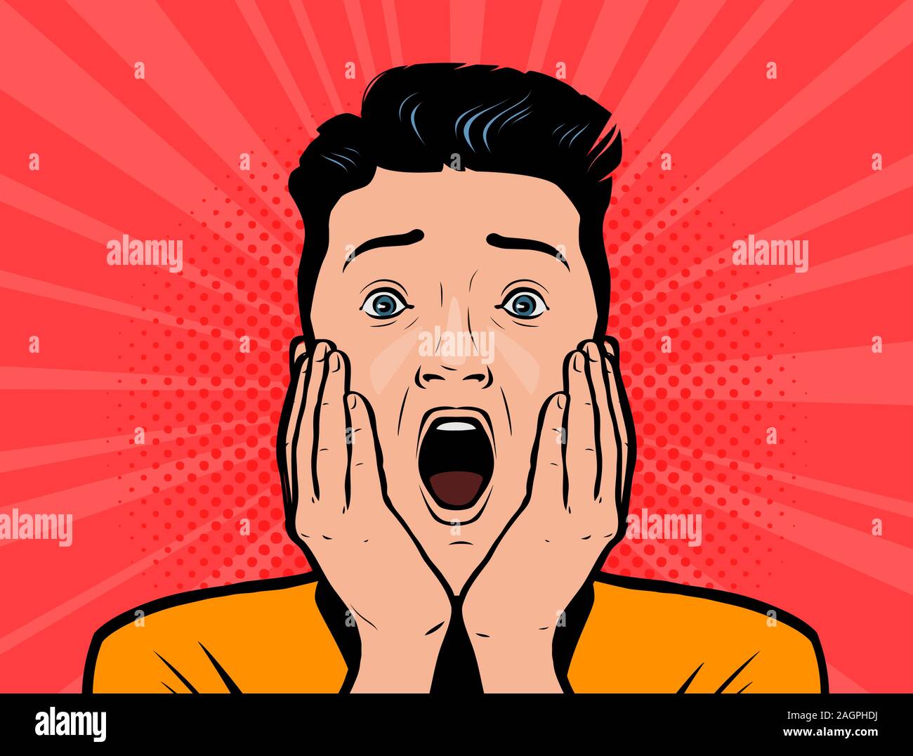 Delighted man. Vector illustration in pop art retro comic style Stock Vector