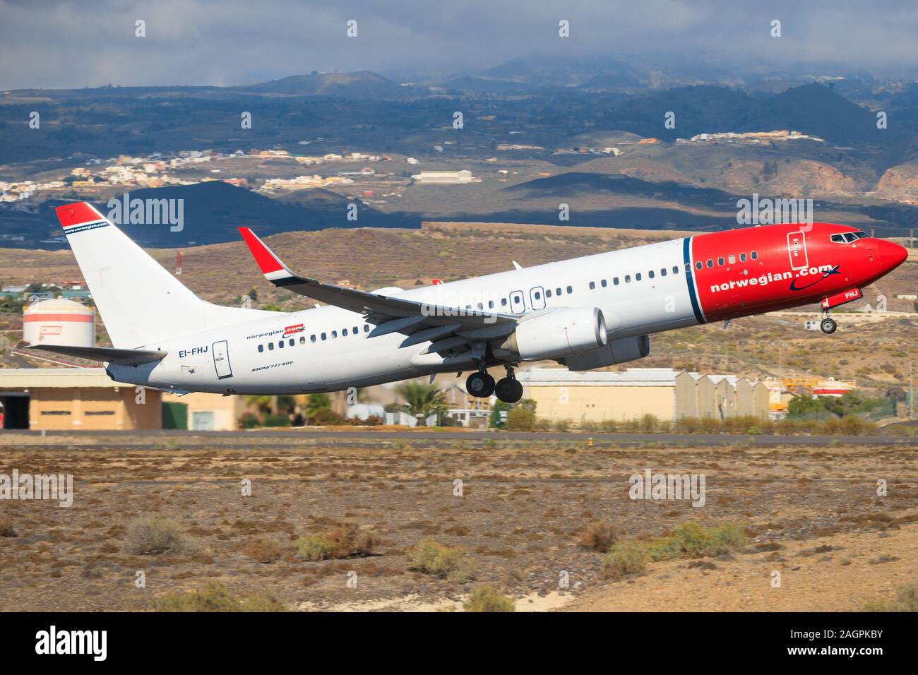 Tenerife, Spain – November 23, 2019: Norwegian Boeing 737-800  at Tenerife South airport. Stock Photo