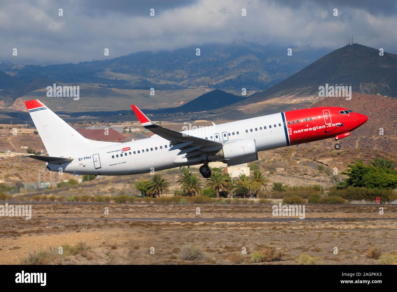 Tenerife, Spain – November 23, 2019: Norwegian Boeing 737-800  at Tenerife South airport. Stock Photo