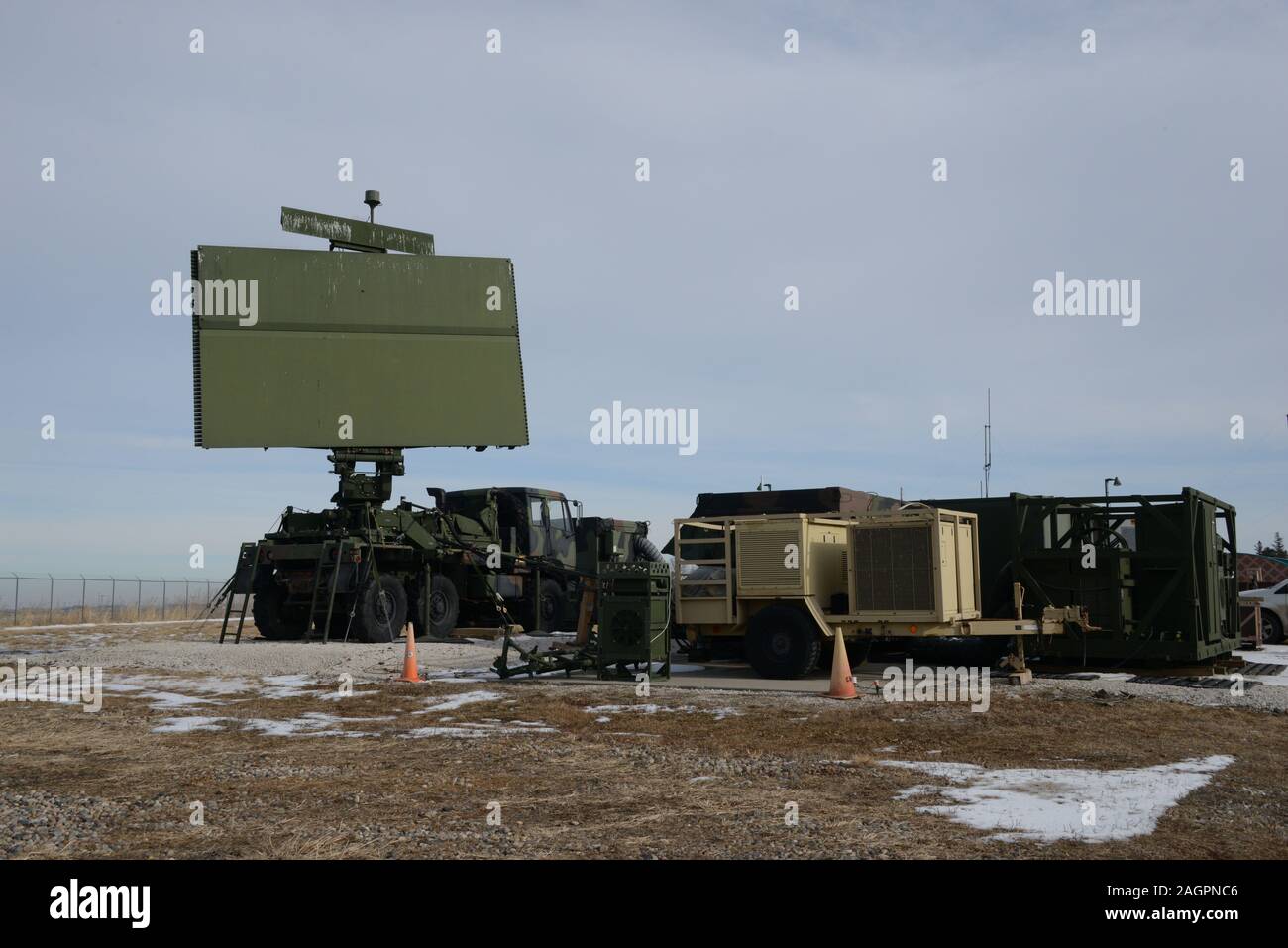 The large antenna of a AN/TPS 75 radar system is in use at the 133rd Test Squadron in Fort Dodge