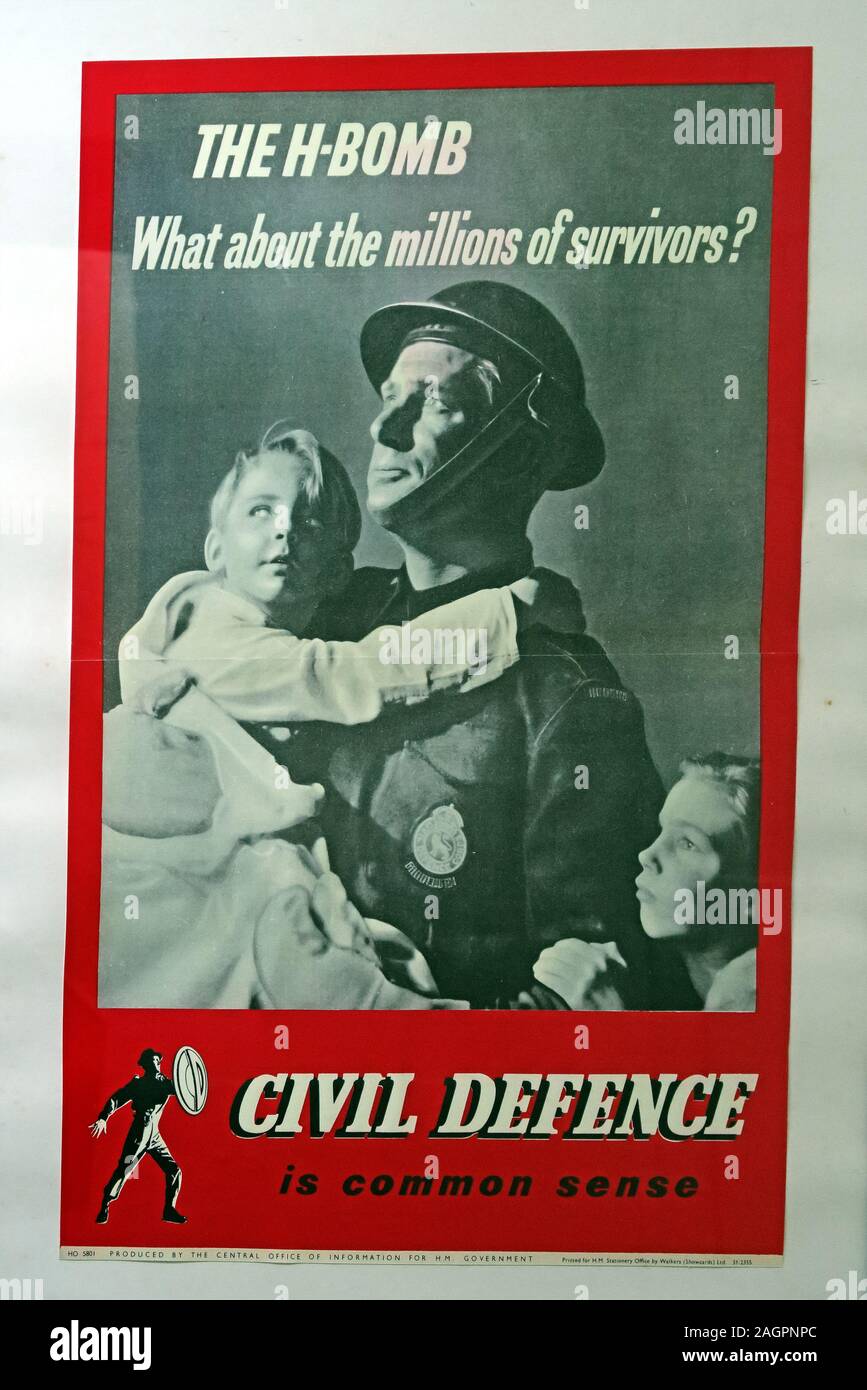 Poster, The H-Bomb, What About The Millions Of Survivors , Civil Defence, Is Common sense Stock Photo