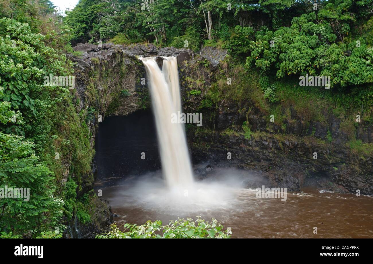 Rainbow Falls near Hilo, Hawai'i. Stock Photo