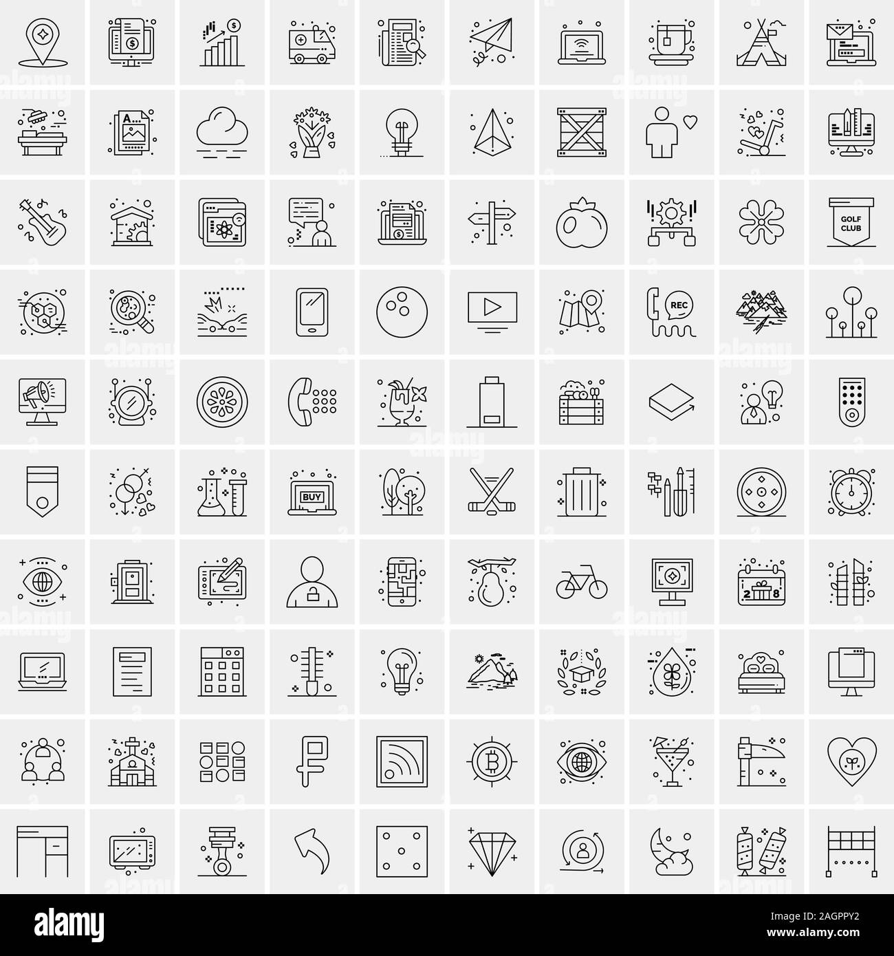 Set of 100 Creative Business Line Icons Stock Vector