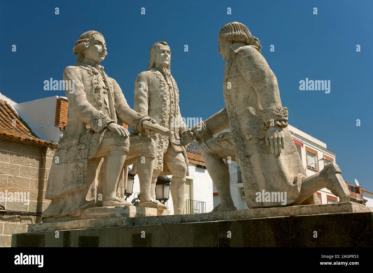 Commemorative monument to the Law of the New Populations, La Carlota, Cordoba province, Region of Andalusia, Spain, Europe. Stock Photo