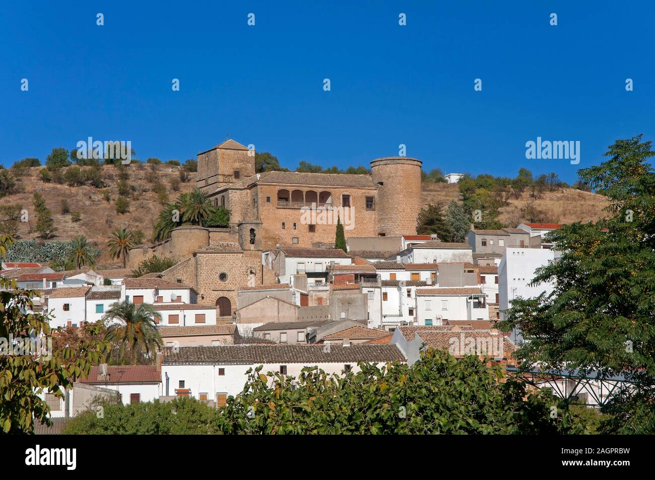 Castle and town, Canena, Jaen province, Region of Andalusia, Spain, Europe. Stock Photo