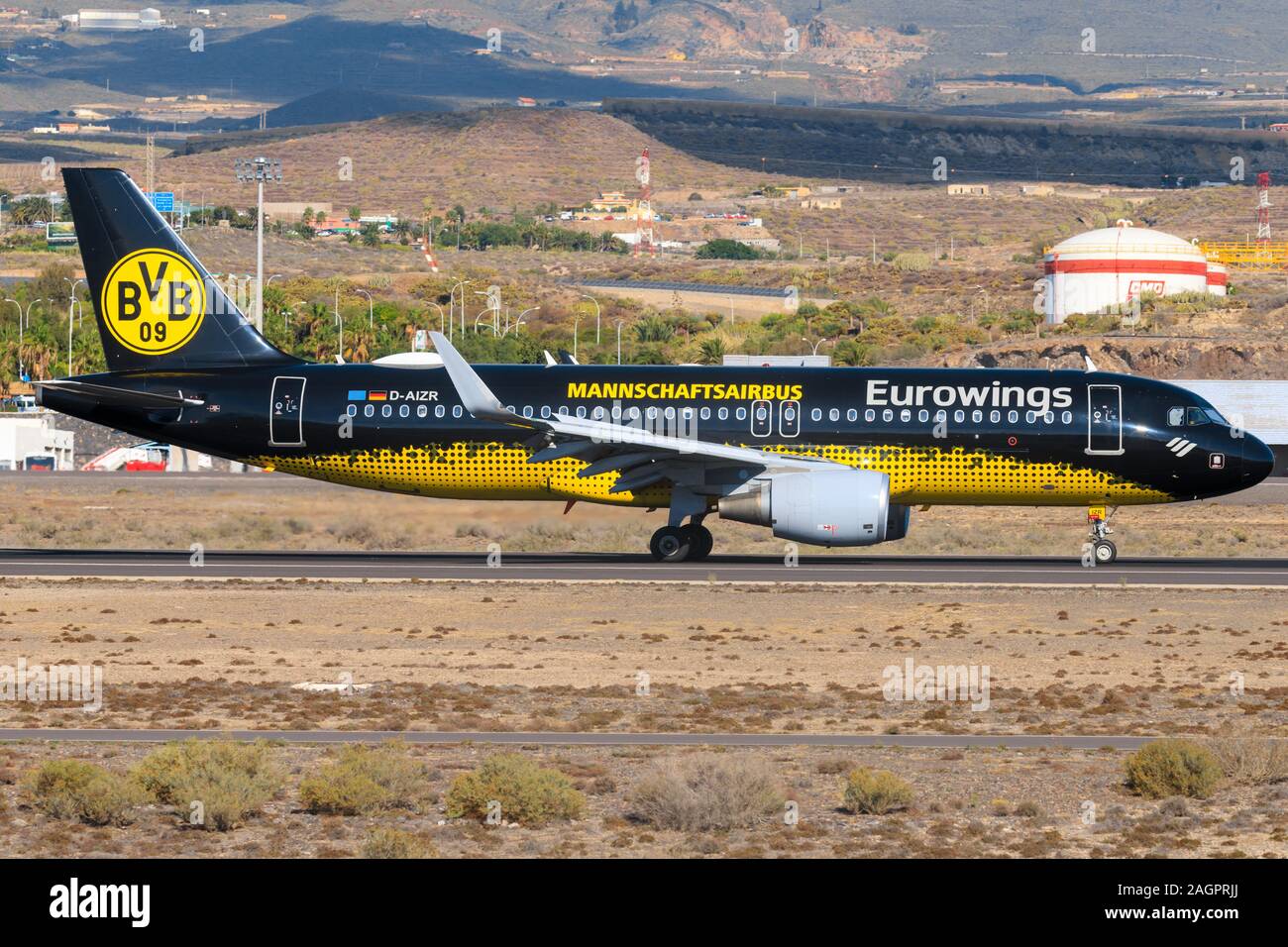Tenerife, Spain – November 23, 2019: Germanwings A320 at Tenerife South airport. Stock Photo