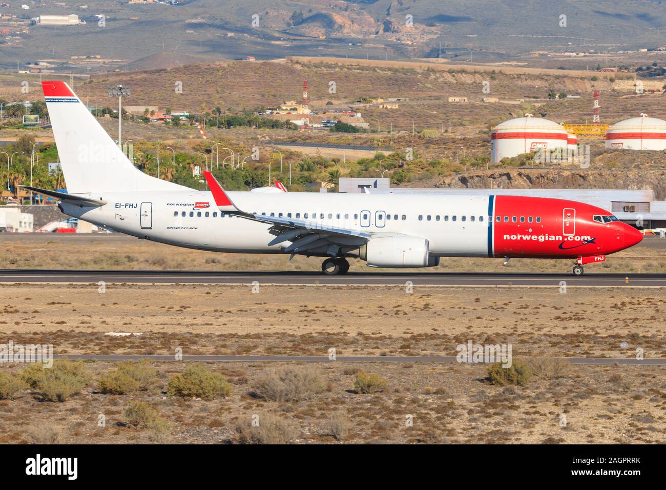 Tenerife, Spain – November 23, 2019: Norwegian Boeing 737-800  at Tenerife South airport. Stock Photo