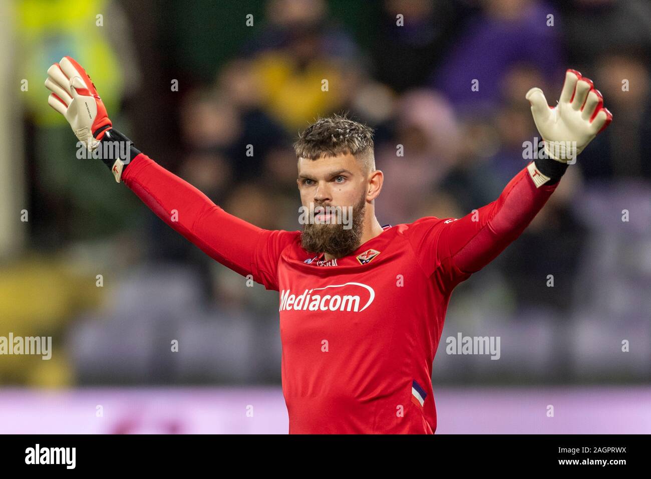 Bartlomiej Dragowski (Fiorentina) during the Italian 'Serie A' match between Fiorentina 1-4 Roma at Artemio Franchi Stadium on December 20, 2019 in Florence, Italy. Credit: Maurizio Borsari/AFLO/Alamy Live News Stock Photo