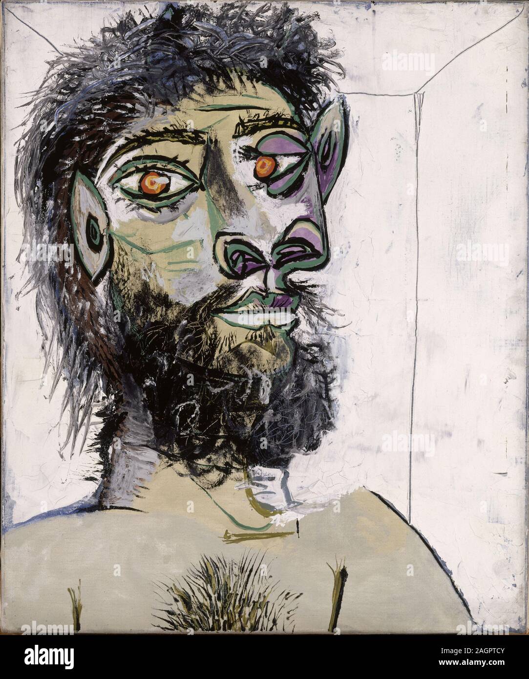 Grand Dessin Portrait Mine De Plomb Torse Art homme 1944 Ancien A Identifier