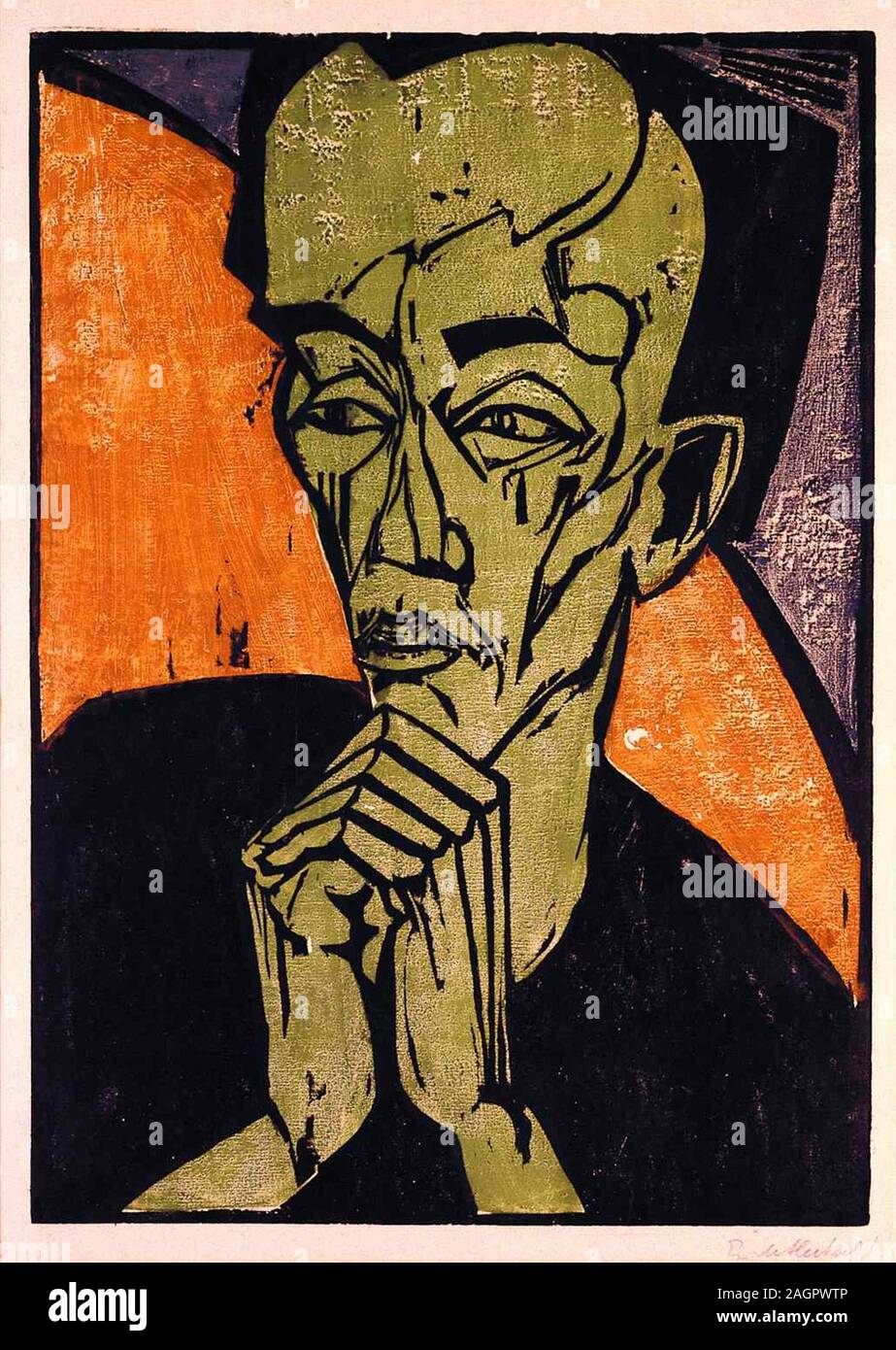 Portrait of a man. Museum: PRIVATE COLLECTION. Author: ERICH HECKEL. Stock Photo