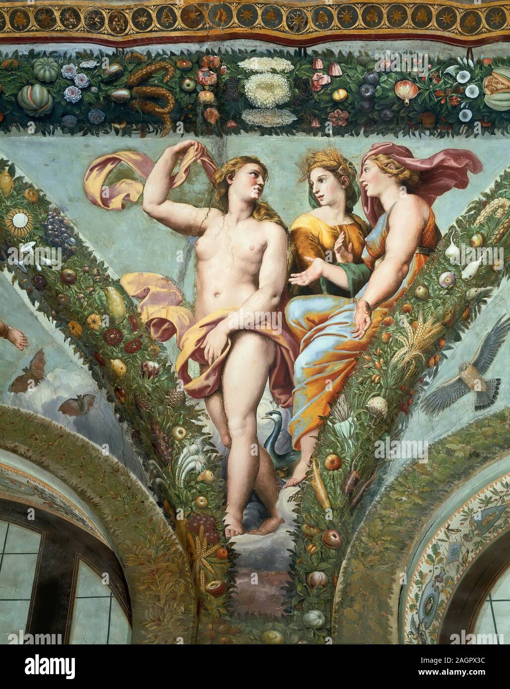 Venus, Ceres and Juno. Museum: Villa Farnesina, Rome. Author: GIOVANNI DA UDINE. Stock Photo