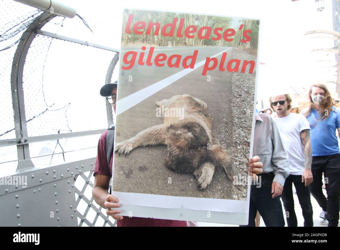 Sydney, Australia. 21st December 2019. Climate change protesters gathered at First Fleet Park and listened to various speakers before marching across the Sydney Harbour Bridge to the Prime Ministers official residence at Kirribilli House. Credit: Richard Milnes/Alamy Live News Stock Photo