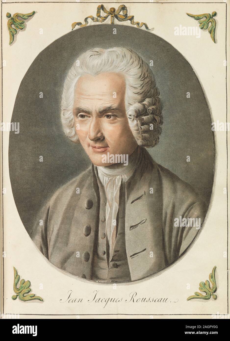 Portrait of Jean-Jacques Rousseau (1712-1778). Museum: PRIVATE COLLECTION. Author: AUGUSTIN DE SAINT-AUBIN. Stock Photo
