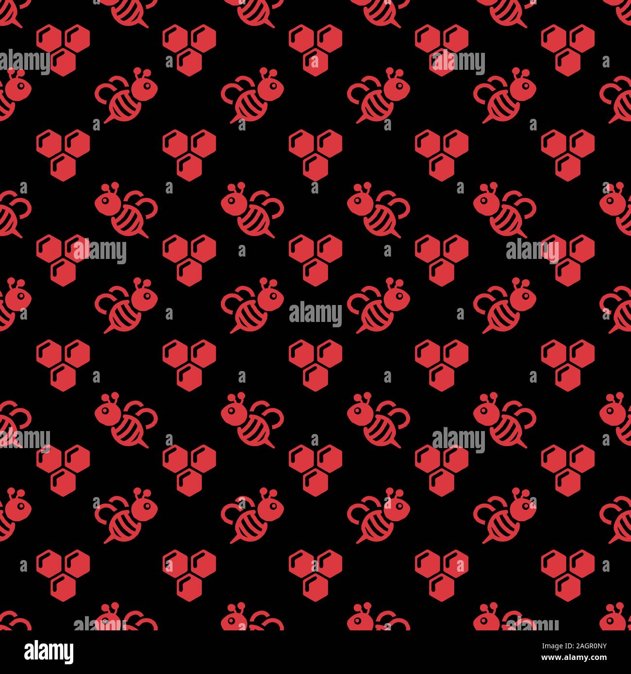 Bee and honeycomb seamless repeat pattern background Stock Photo - Alamy