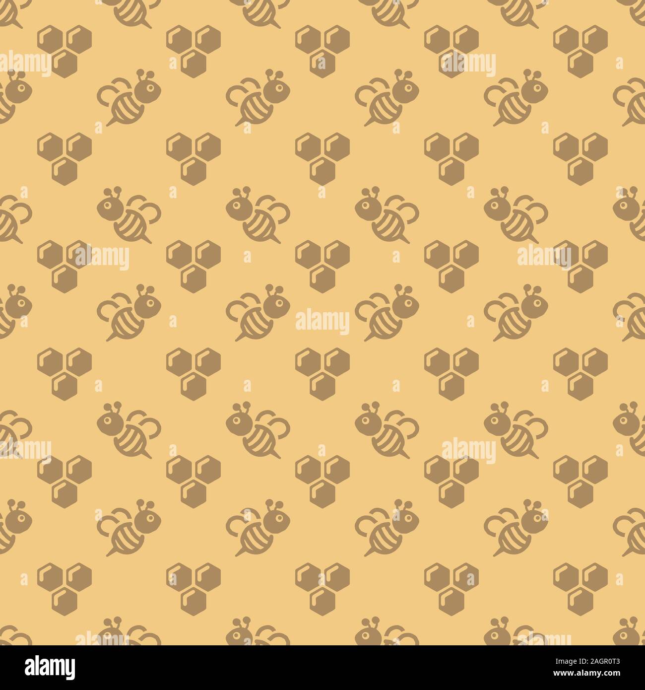 Bee and honeycomb seamless repeat pattern background Stock Photo - Alamy