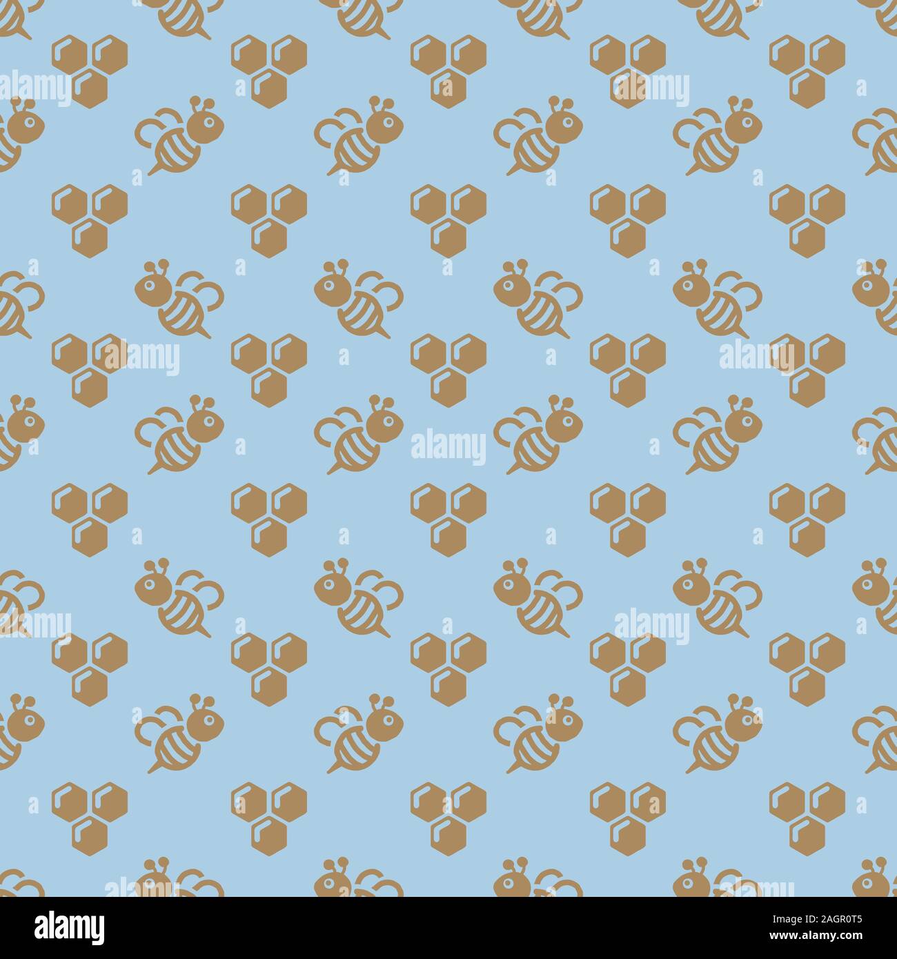 Bee and honeycomb seamless repeat pattern background Stock Photo - Alamy
