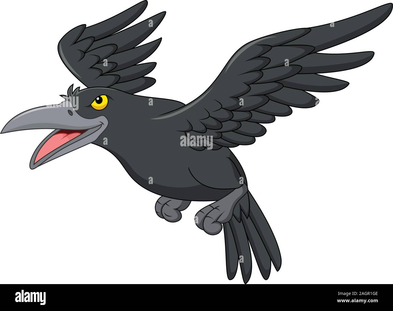 Cartoon crow flying isolated on white background Stock Vector Image & Art -  Alamy
