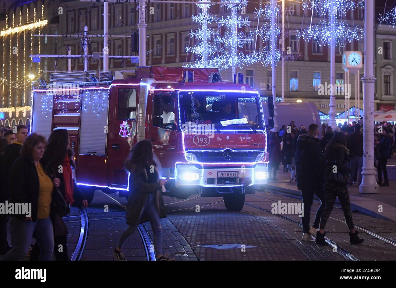 191221 Zagreb Dec 21 2019 Xinhua A Fire Engine