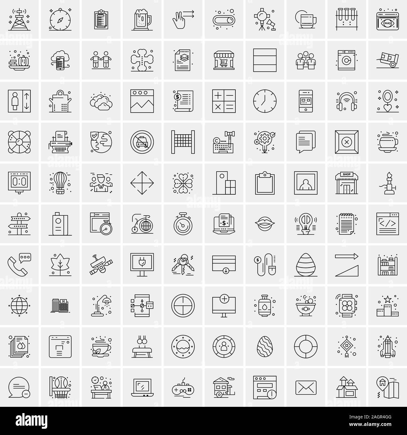 Pack of 100 Universal Line Icons for Mobile and Web Stock Vector