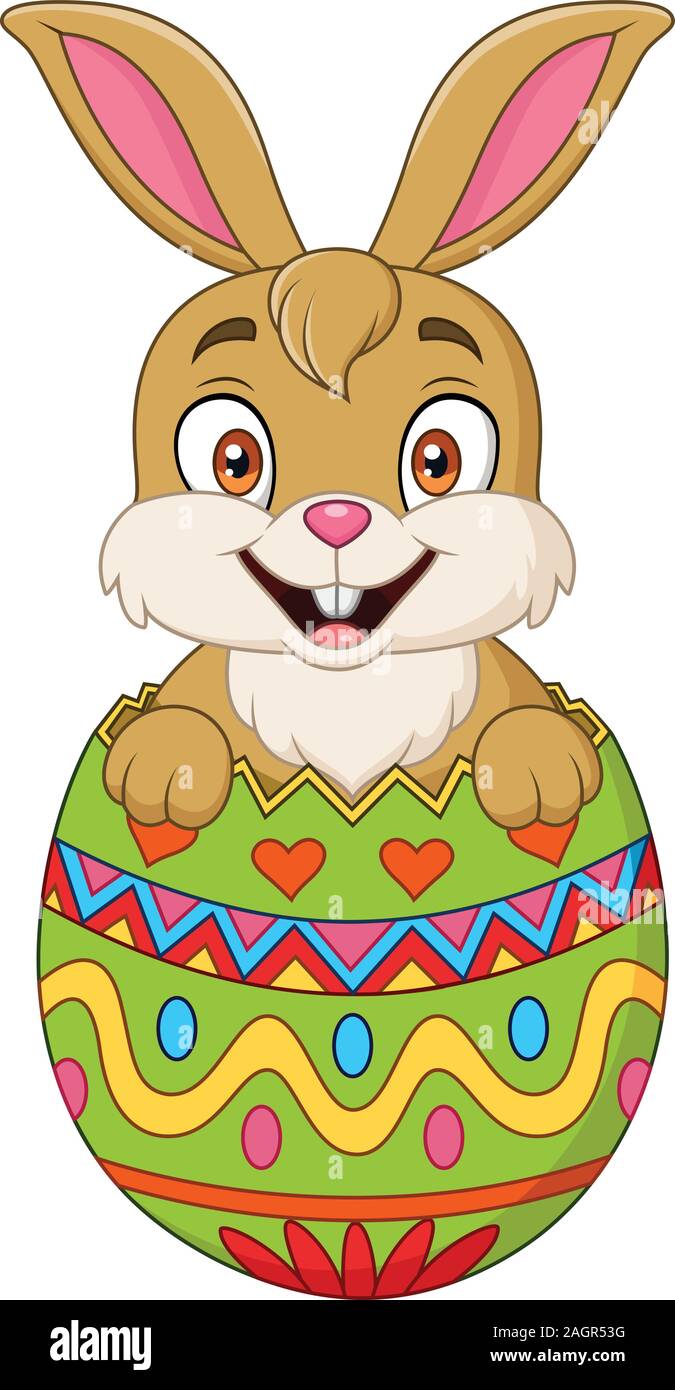 Easter bunny hatched from an egg Stock Vector