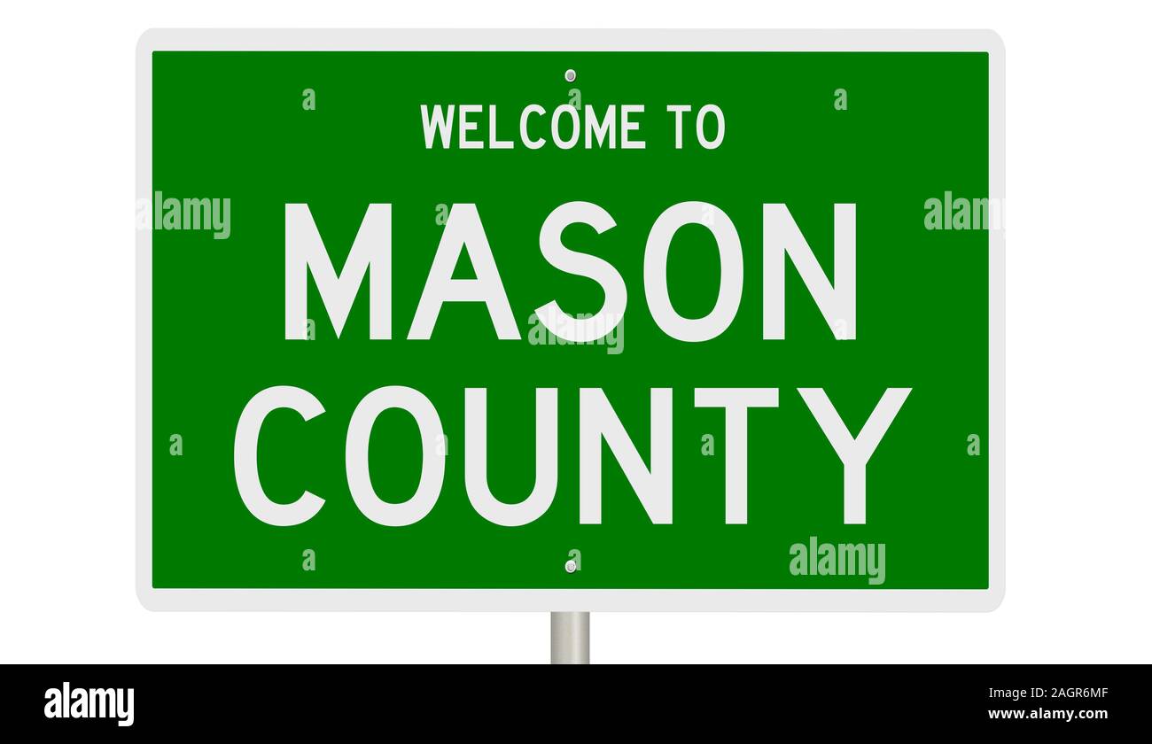 Rendering of a green 3d highway sign for Mason County Stock Photo - Alamy