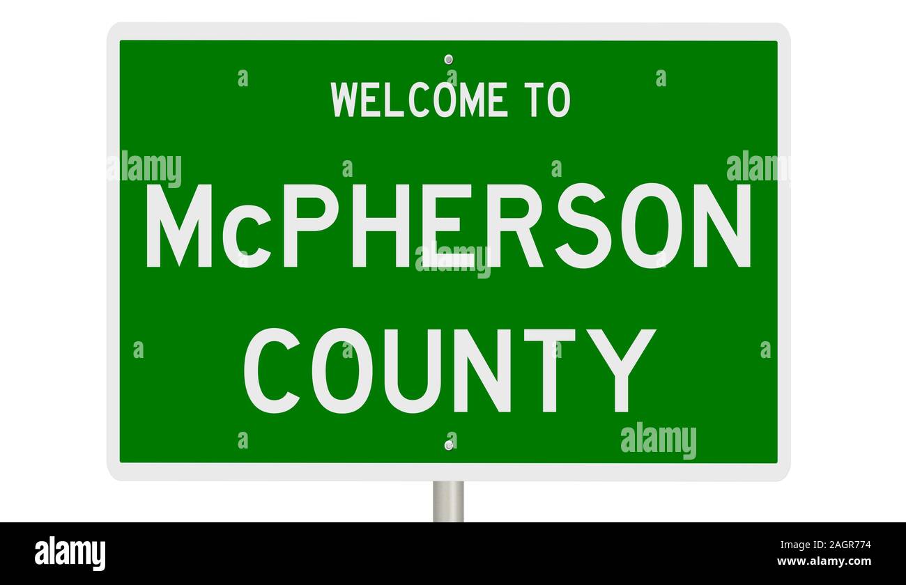 Rendering of a green 3d highway sign for McPherson County Stock Photo Alamy
