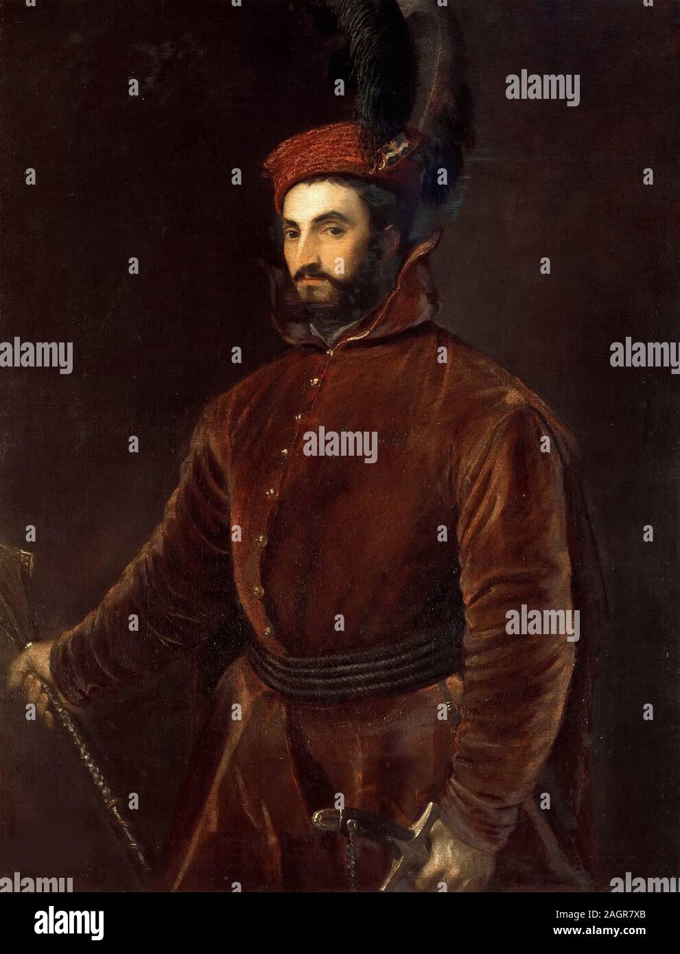 Portrait of Ippolito de' Medici (1511-1535). Museum: Palazzo Pitti, Florence. Author: TITIAN. Stock Photo