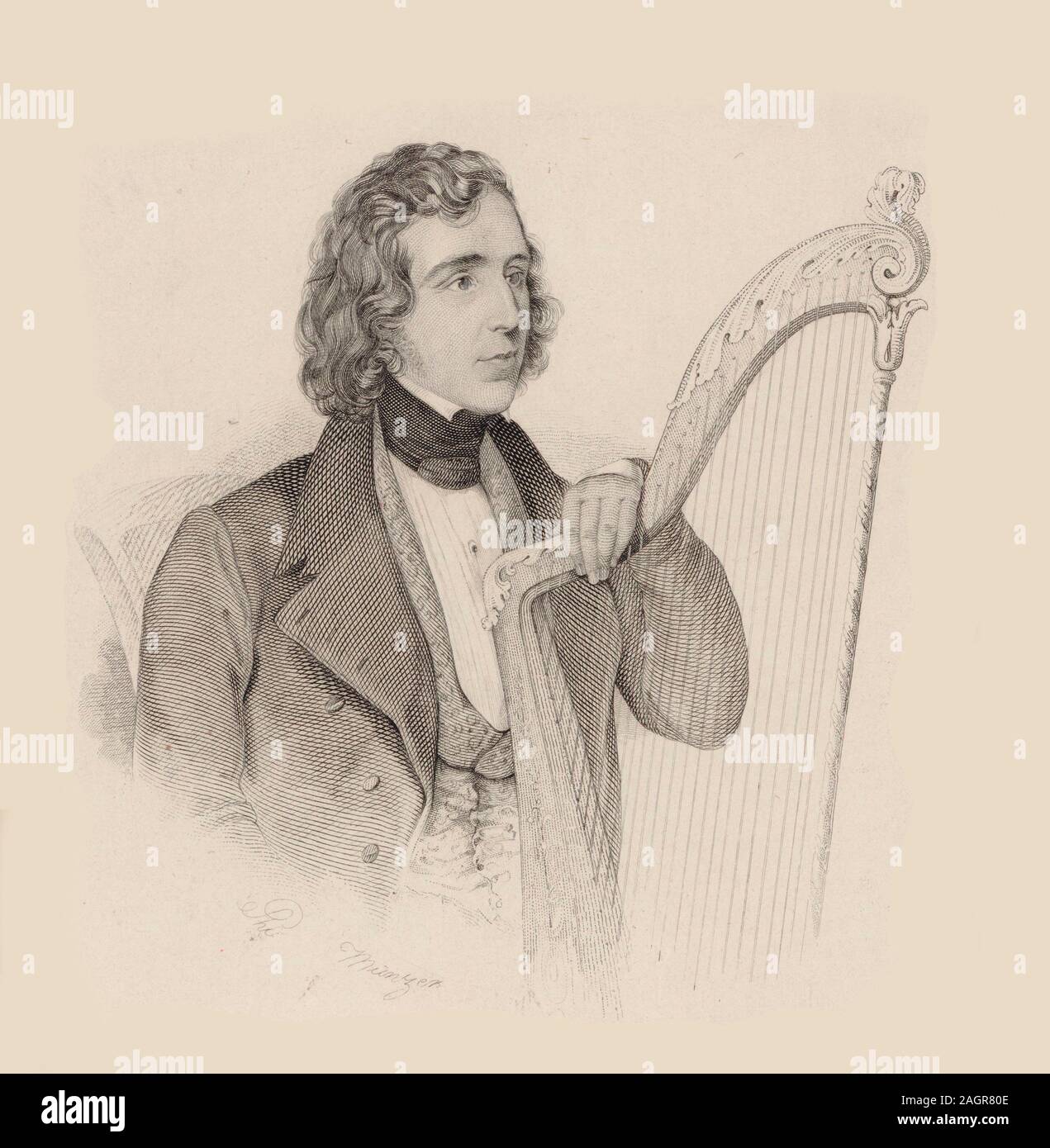 Portrait of the harpist and composer Elias Parish Alvars (1808-1849 ...