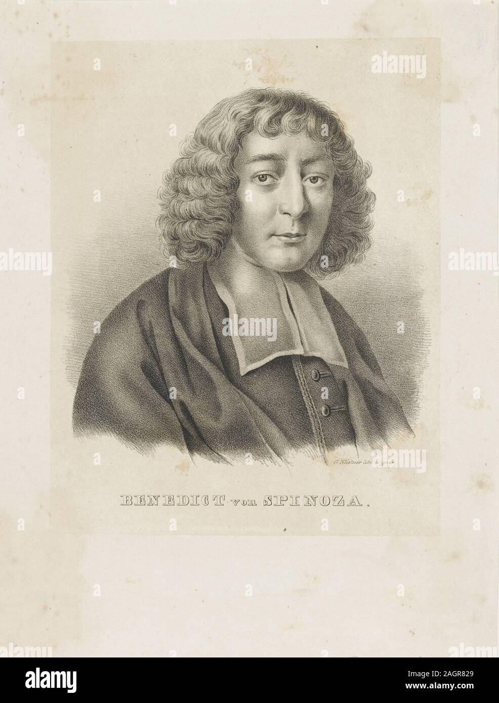 Portrait of Baruch Spinoza. Museum: PRIVATE COLLECTION. Author: GOTTFRIED KÜSTNER. Stock Photo