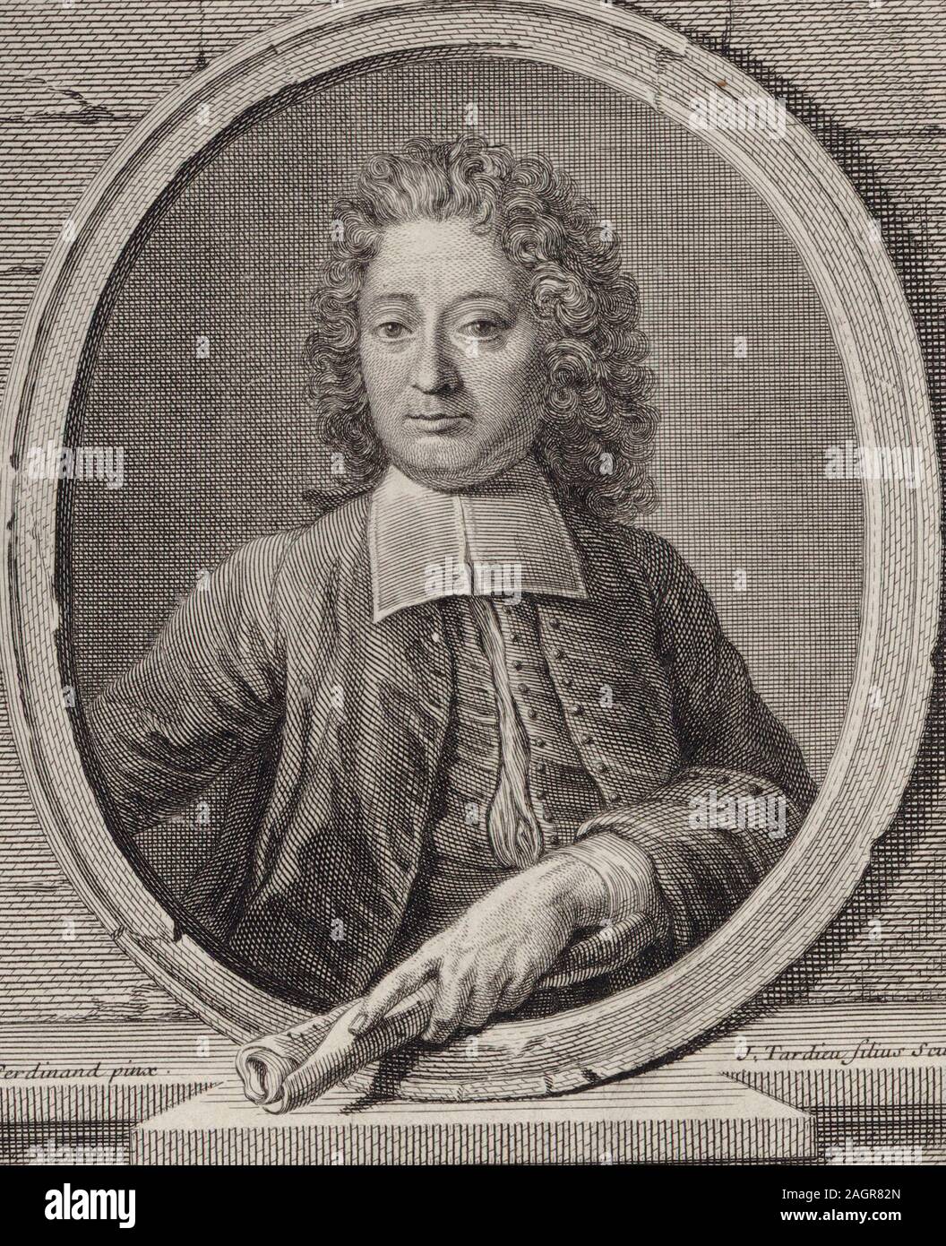 Portrait of the Composer Jean-François Lallouette (1651-1728). Museum: PRIVATE COLLECTION. Author: Jacques-Nicolas Tardieu. Stock Photo