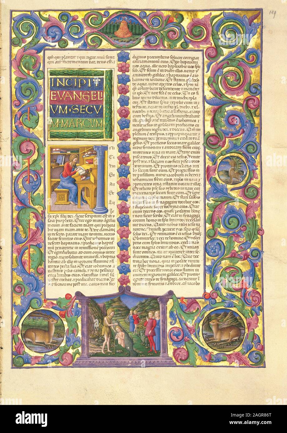 The Bible of Borso d'Este. Museum: Biblioteca Estense Universitaria, Modena. Author: Girolamo da Cremona (Girolamo de'Corradi). Stock Photo