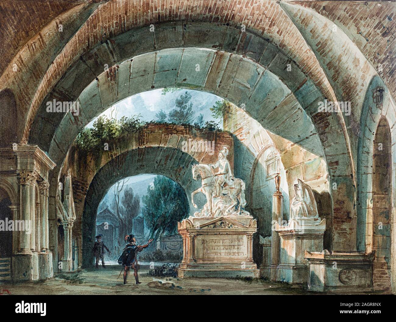 Stage design for the opera Don Giovanni by Wolfgang Amadeus Mozart. Museum: PRIVATE COLLECTION. Author: Girolamo Magnani. Stock Photo