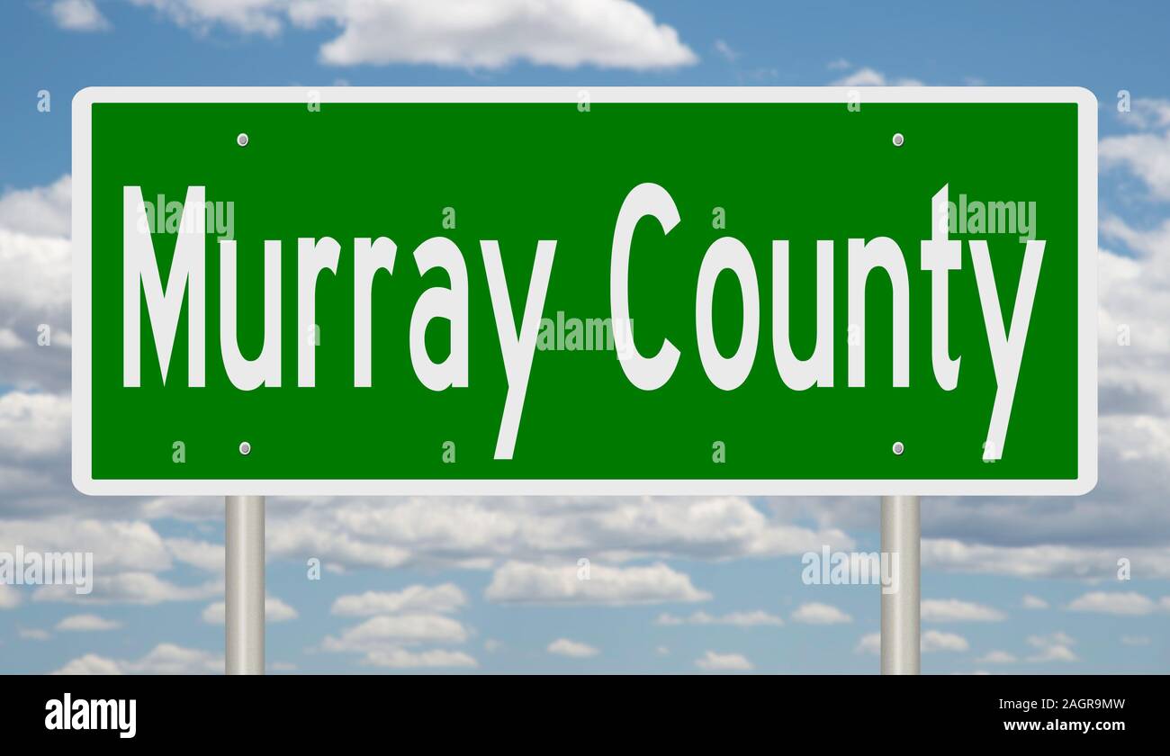 Muray Sign Rendering of a green 3d highway sign for Murray County Stock Photo - Alamy