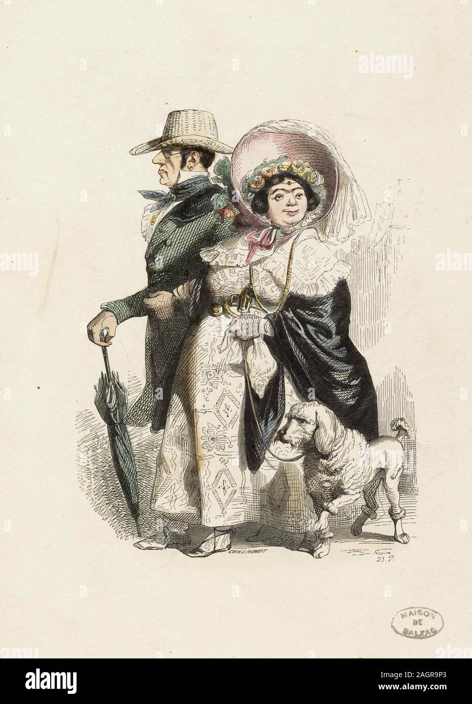 A Rentier and his wife. Museum: Maison de Balzac. Author: JEAN IGNACE ISIDORE GERARD GRANDVILLE. Stock Photo