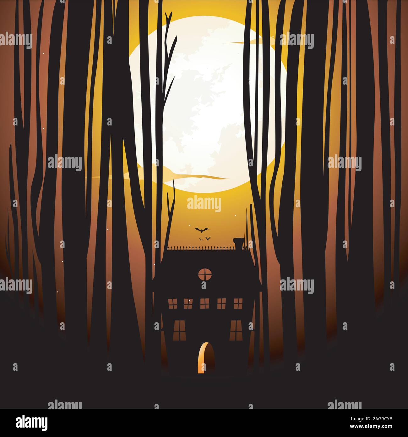 haunted house inside the forest Stock Vector