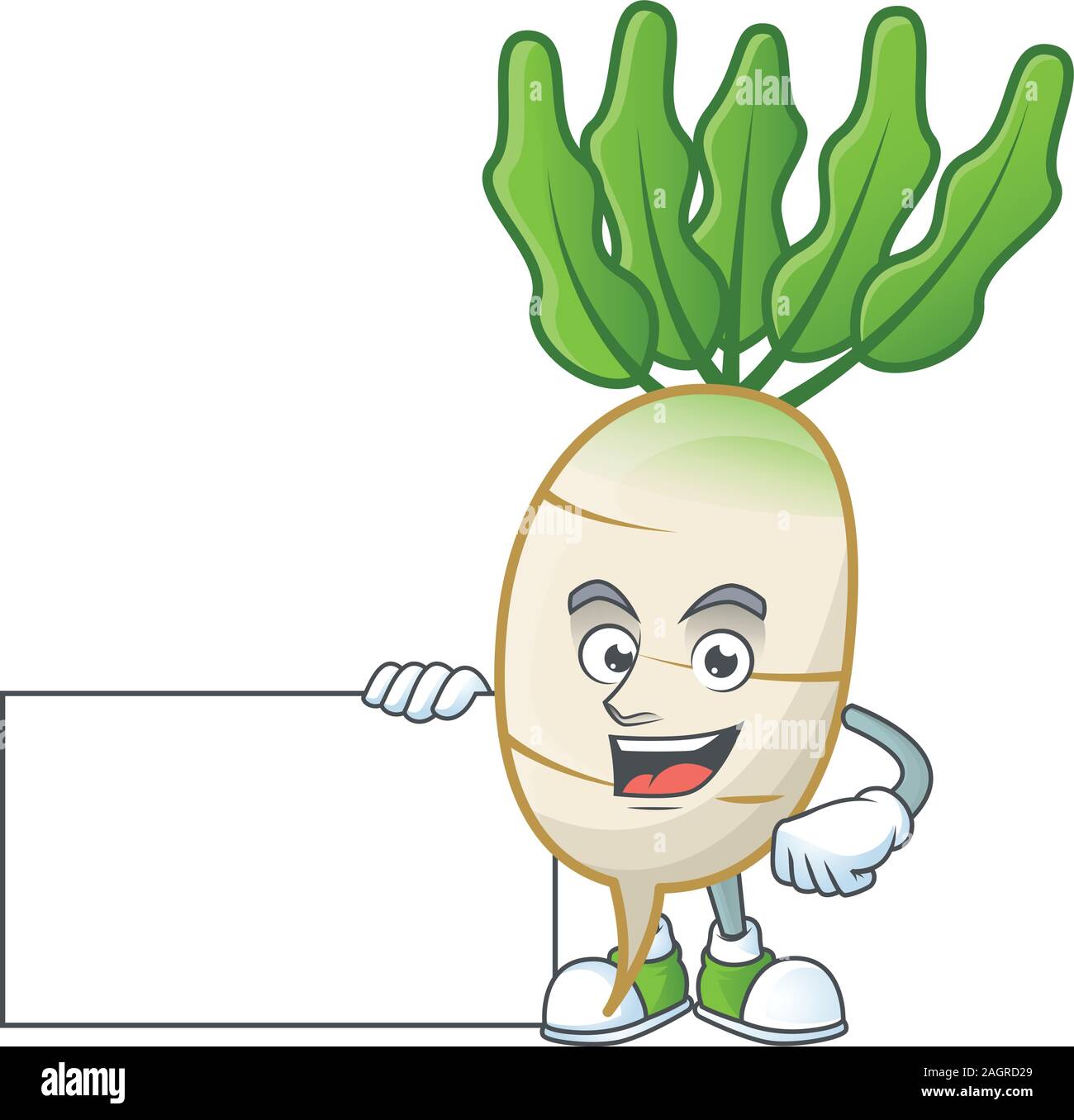 Daikon cute cartoon character style bring board Stock Vector