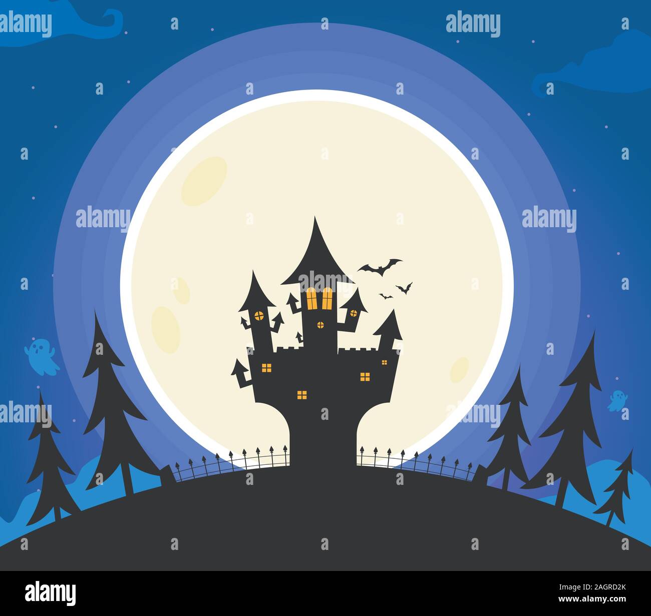 Simple Haunted Castle haunted castle at night. Isolated Vector Stock Vector Image & Art - Alamy