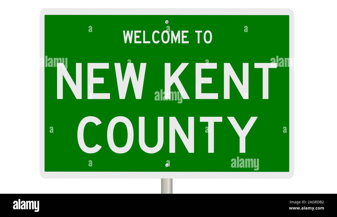 Rendering of a green 3d highway sign for New Kent County Stock Photo