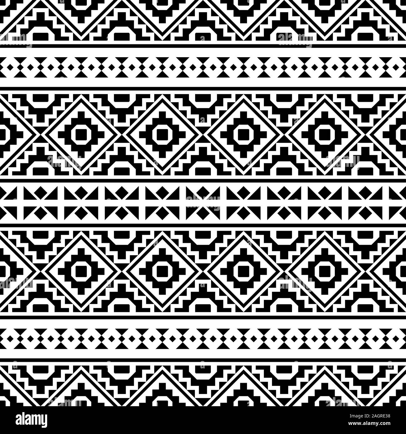 Geometric Tribal Ethnic Pattern Design in black and white color Stock ...