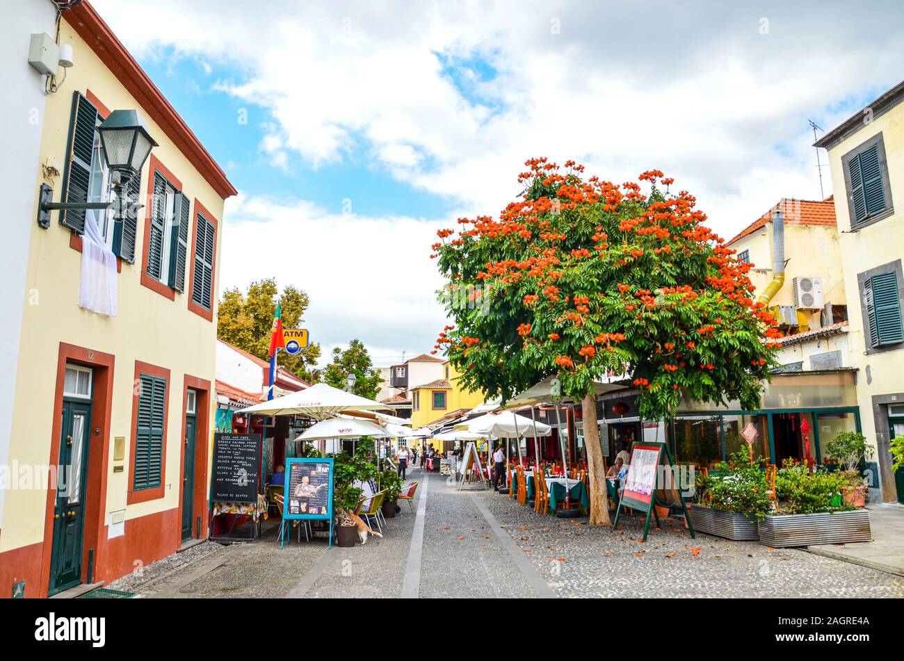Funchal Madeira Portugal Sep 10 2019 Street In Madeiran Capital funchal-madeira-portugal-sep-10-2019-street-in-madeiran-capital