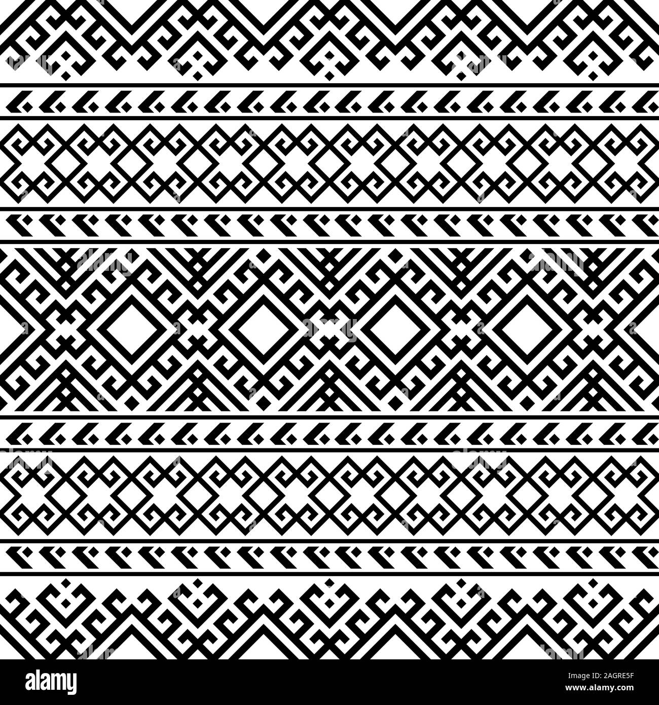 Geometric Tribal Ethnic Pattern Design in black and white color Stock ...
