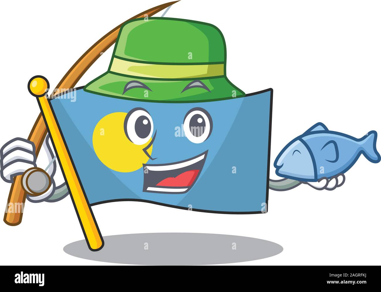 A Picture of funny Fishing flag palau Scroll design Stock Vector Image